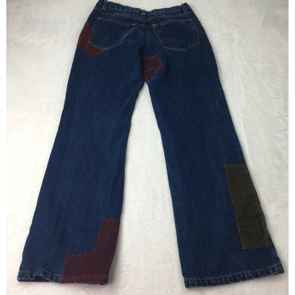 Vintage Patchwork Jeans Womens 28 x 29 Blue Denim Corduroy Patches Gold Stamped‎ - Picture 6 of 9